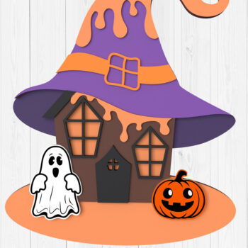 Intra απο ξύλο plywood  Χρώμα wenge 3mm-4mm πάχος - κοπής με λέιζερ Halloween House Δίασταση 15x15 cm INTRAFABR-77093245 - Image 1