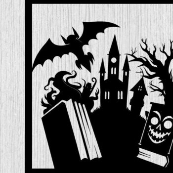 Intra απο ξύλο plywood Χρώμα wenge 3mm-4mm πάχος - Αρχεία λέιζερ μετάλλων βιβλίων τρόμου Halloween Δίασταση 40x50 cm INTRAFABR-77093624 - Image 1