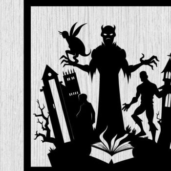 Intra απο ξύλο plywood  Χρώμα wenge 3mm-4mm πάχος - Αρχεία λέιζερ μετάλλων βιβλίων τρόμου Halloween Δίασταση 40x50 cm INTRAFABR-77093776 - Image 1