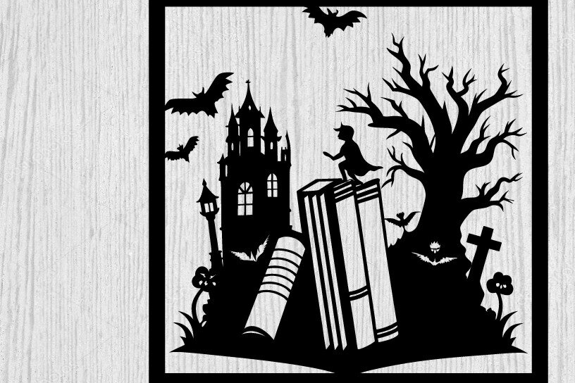 Intra απο ξύλο plywood  Χρώμα wenge 3mm-4mm πάχος - Αρχεία λέιζερ μετάλλων βιβλίων τρόμου Halloween Δίασταση 40x50 cm INTRAFABR-77093812