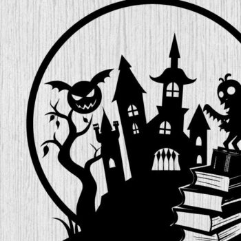 Intra απο ξύλο plywood  Χρώμα wenge 3mm-4mm πάχος - Βιβλία τρόμου Halloween τέχνη τοίχου Δίασταση 40x50 cm INTRAFABR-80139339 - Image 1