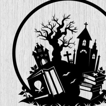 Intra απο ξύλο plywood Χρώμα wenge 3mm-4mm πάχος - Βιβλία τρόμου Halloween τέχνη τοίχου Δίασταση 40x50 cm INTRAFABR-80139359 - Image 1