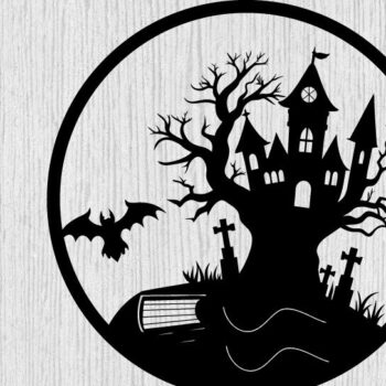 Intra απο ξύλο plywood Χρώμα wenge 3mm-4mm πάχος - Βιβλία τρόμου Halloween τέχνη τοίχου Δίασταση 40x50 cm INTRAFABR-76594841 - Image 1