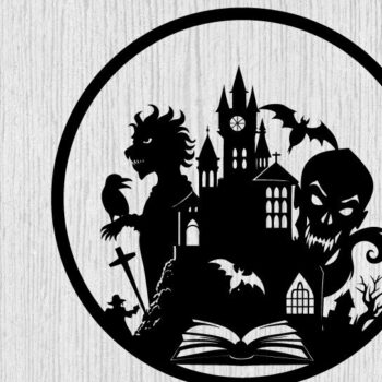 Intra απο ξύλο plywood Χρώμα wenge 3mm-4mm πάχος - Βιβλία τρόμου Halloween τέχνη τοίχου Δίασταση 40x50 cm INTRAFABR-76594894 - Image 1