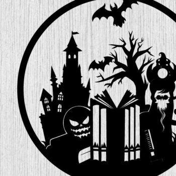 Intra απο ξύλο plywood Χρώμα wenge 3mm-4mm πάχος - Βιβλία τρόμου Halloween τέχνη τοίχου Δίασταση 40x50 cm INTRAFABR-76594960 - Image 1