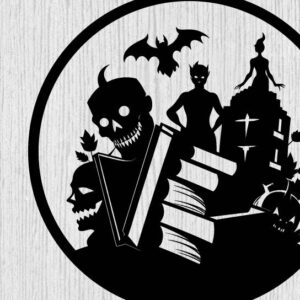 Intra απο ξύλο plywood  Χρώμα wenge 3mm-4mm πάχος - Βιβλία τρόμου Halloween τέχνη τοίχου Δίασταση 40x50 cm INTRAFABR-83548633