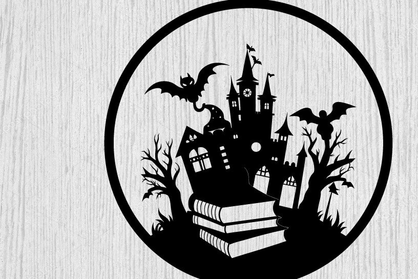 Intra απο ξύλο plywood  Χρώμα wenge 3mm-4mm πάχος - Βιβλία τρόμου Halloween τέχνη τοίχου Δίασταση 40x50 cm INTRAFABR-83549752