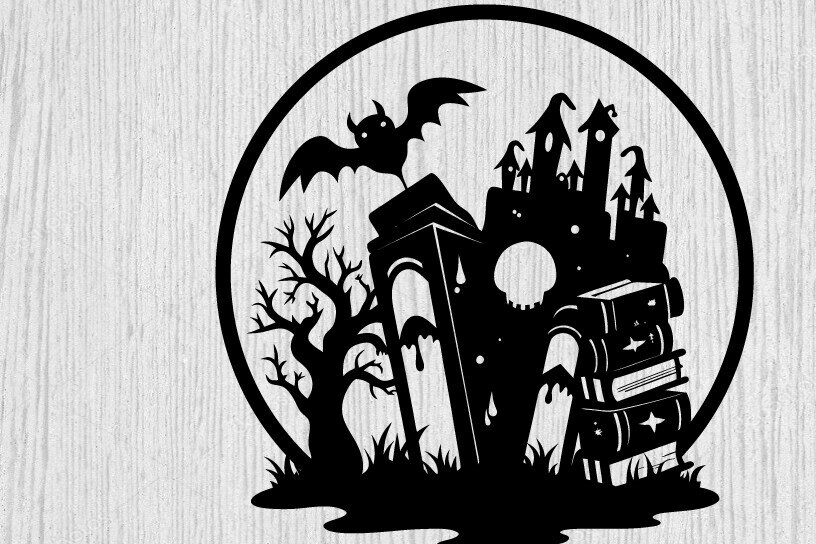 Intra απο ξύλο plywood  Χρώμα wenge 3mm-4mm πάχος - Βιβλία τρόμου Halloween τέχνη τοίχου Δίασταση 40x50 cm INTRAFABR-83548460