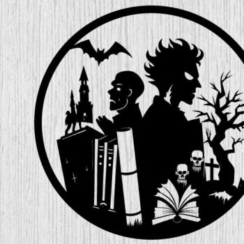 Intra απο ξύλο plywood  Χρώμα wenge 3mm-4mm πάχος - Βιβλία τρόμου Halloween τέχνη τοίχου Δίασταση 40x50 cm INTRAFABR-83548508 - Image 1