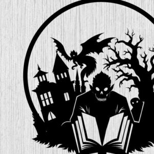 Intra απο ξύλο plywood  Χρώμα wenge 3mm-4mm πάχος - Βιβλία τρόμου Halloween τέχνη τοίχου Δίασταση 40x50 cm INTRAFABR-83548521