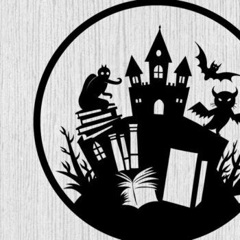 Intra απο ξύλο plywood  Χρώμα wenge 3mm-4mm πάχος - Βιβλία τρόμου Halloween τέχνη τοίχου Δίασταση 40x50 cm INTRAFABR-83548603 - Image 1