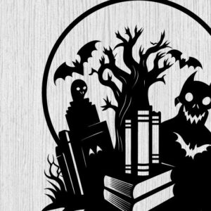 Intra απο ξύλο plywood  Χρώμα wenge 3mm-4mm πάχος - Βιβλία τρόμου Halloween τέχνη τοίχου Δίασταση 40x50 cm INTRAFABR-83548620