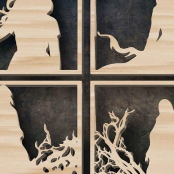 Intra απο ξύλο plywood  Χρώμα wenge 3mm-4mm πάχος - Πακέτο Halloween Horror Cut με λέιζερ Δίασταση 15x15 cm INTRAFABR-99566794 - Image 1