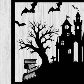 Intra απο ξύλο plywood  Χρώμα wenge 3mm-4mm πάχος - Halloween Horrors in This House Metal Δίασταση 40x50 cm INTRAFABR-99566919 - Image 1