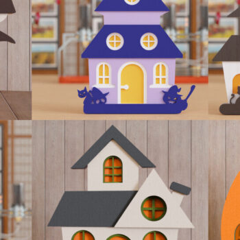 Intra απο ξύλο plywood Χρώμα wenge 3mm-4mm πάχος - ΠΑΚΕΤΟ 3D Multilayer House Halloween Δίασταση 20x25 cm INTRAFABR-72053757 - Image 1