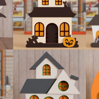 Intra απο ξύλο plywood Χρώμα wenge 3mm-4mm πάχος - ΠΑΚΕΤΟ 3D Multilayer House Halloween Δίασταση 20x25 cm INTRAFABR-72053757 - Image 2