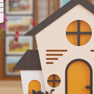 Intra απο ξύλο plywood  Χρώμα wenge 3mm-4mm πάχος - Halloween House 3D Πολυεπίπεδη κοπή Δίασταση 20x25 cm INTRAFABR-72052168