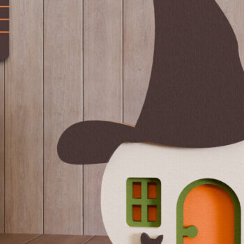 Intra απο ξύλο plywood  Χρώμα wenge 3mm-4mm πάχος - Halloween House 3D Πολυεπίπεδη κοπή Δίασταση 20x25 cm INTRAFABR-116574734 - Image 1