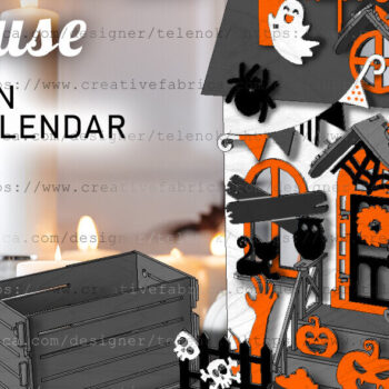 Intra απο ξύλο plywood  Χρώμα wenge 3mm-4mm πάχος - Halloween House Advent Calendar Δίασταση 15x15 cm INTRAFABR-91146975 - Image 1