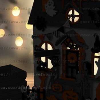 Intra απο ξύλο plywood  Χρώμα wenge 3mm-4mm πάχος - Halloween House Advent Calendar Δίασταση 15x15 cm INTRAFABR-91146975 - Image 5