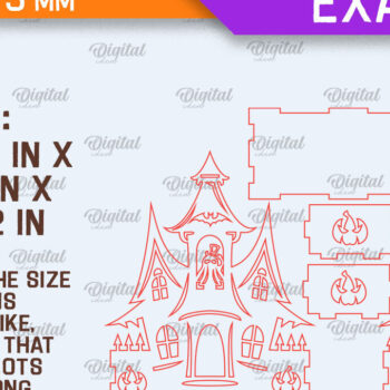 Intra απο ξύλο plywood  Χρώμα wenge 3mm-4mm πάχος - Κηροπήγιο Halloween House Δίασταση 15x15 cm INTRAFABR-71842814 - Image 2