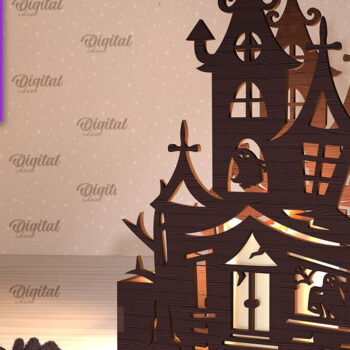 Intra απο ξύλο plywood  Χρώμα wenge 3mm-4mm πάχος - Κηροπήγια Halloween House Δίασταση 15x15 cm INTRAFABR-72053931 - Image 11