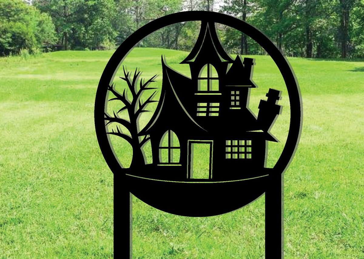 Intra απο ξύλο plywood  Χρώμα wenge 3mm-4mm πάχος - ό σημάδι πασσάλων κήπων Halloween House Δίασταση 30x40 cm INTRAFABR-122960193