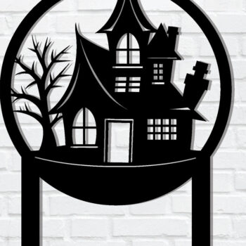 Intra απο ξύλο plywood  Χρώμα wenge 3mm-4mm πάχος - ό σημάδι πασσάλων κήπων Halloween House Δίασταση 30x40 cm INTRAFABR-122960193 - Image 3