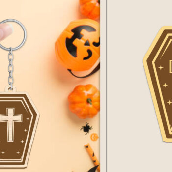 Intra απο ξύλο plywood  Χρώμα wenge 3mm-4mm πάχος - Αποκριάτικο μπρελόκ με λέιζερ Δίασταση 4x4 cm INTRAFABR-113072605 - Image 1