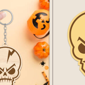 Intra απο ξύλο plywood  Χρώμα wenge 3mm-4mm πάχος - Αποκριάτικο μπρελόκ με λέιζερ Δίασταση 4x4 cm INTRAFABR-52680163