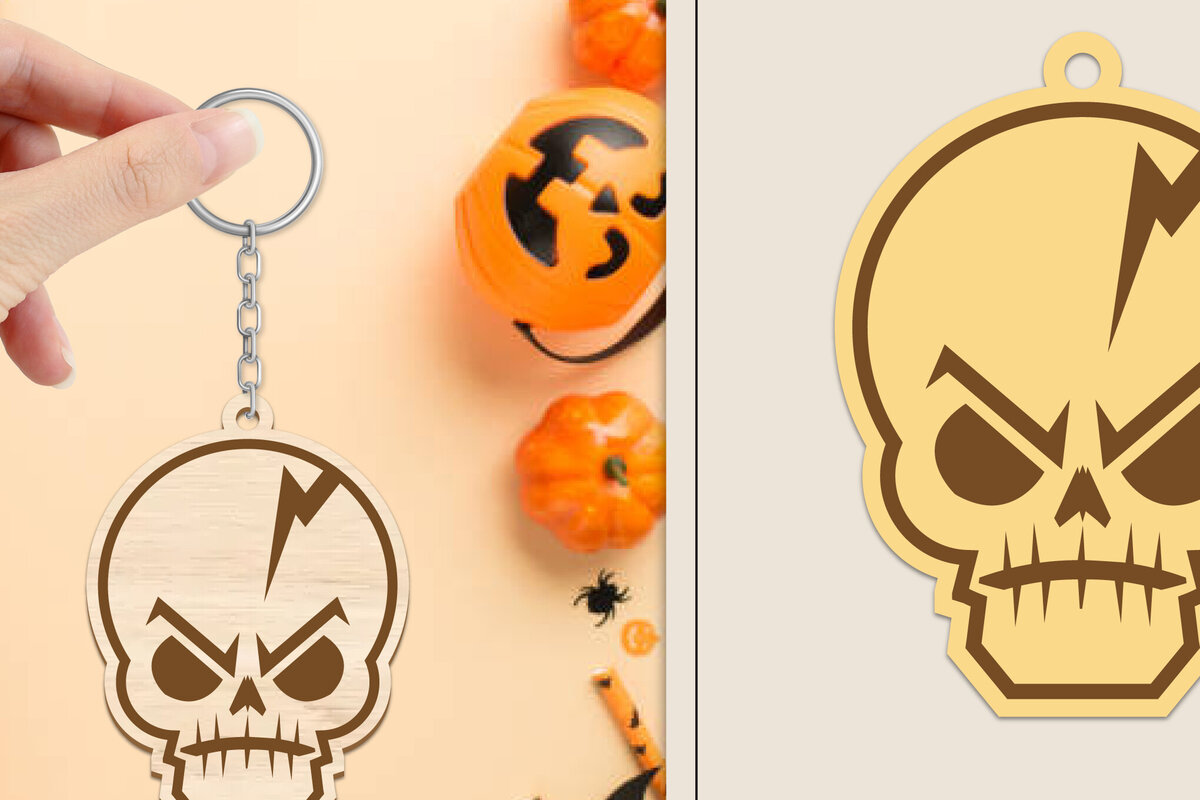 Intra απο ξύλο plywood  Χρώμα wenge 3mm-4mm πάχος - Αποκριάτικο μπρελόκ με λέιζερ Δίασταση 4x4 cm INTRAFABR-52680163