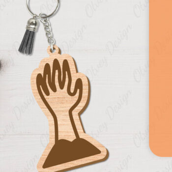 Intra απο ξύλο plywood Χρώμα wenge 3mm-4mm πάχος - με μπρελόκ αποκριών Δίασταση 4x4 cm INTRAFABR-108374235 - Image 2