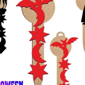 Intra απο ξύλο plywood  Χρώμα wenge 3mm-4mm πάχος - αποκοπής με λέιζερ Halloween Keys Δίασταση 2048x2732 cm INTRAFABR-108374351 - Image 2