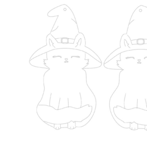 Intra απο ξύλο plywood  Χρώμα wenge 3mm-4mm πάχος - Σκουλαρίκια Halloween Kitty Δίασταση 3x3 cm INTRAFABR-123588102