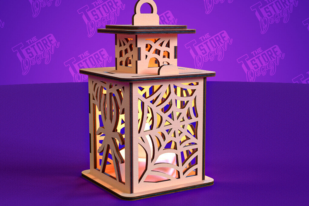 Intra απο ξύλο plywood  Χρώμα wenge 3mm-4mm πάχος - Φανάρι αποκριών | Πρότυπο τρισδιάστατου φαναριού Δίασταση 15x15 cm INTRAFABR-82938140