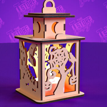 Intra απο ξύλο plywood  Χρώμα wenge 3mm-4mm πάχος - Φανάρι αποκριών | Πρότυπο τρισδιάστατου φαναριού Δίασταση 15x15 cm INTRAFABR-83055964 - Image 1