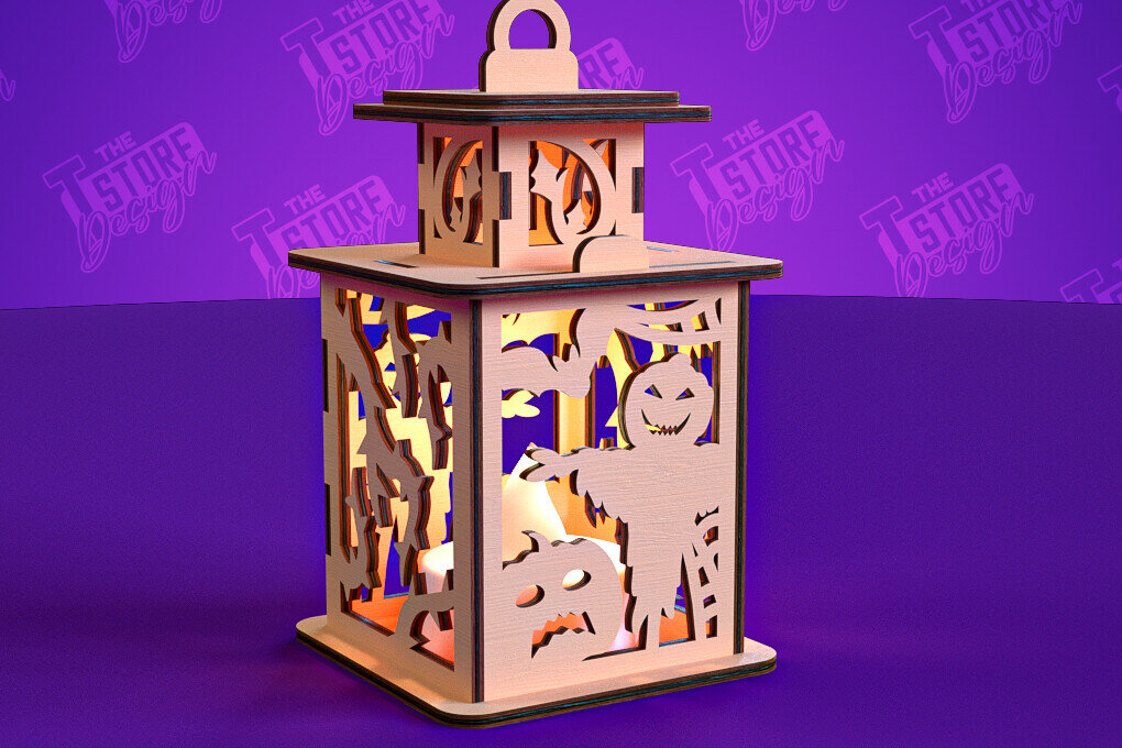 Intra απο ξύλο plywood  Χρώμα wenge 3mm-4mm πάχος - Φανάρι αποκριών | Πρότυπο τρισδιάστατου φαναριού Δίασταση 15x15 cm INTRAFABR-83056029