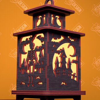 Intra απο ξύλο plywood  Χρώμα wenge 3mm-4mm πάχος - Φανάρι αποκριών | 3D φανάρι σκιών Δίασταση 15x15 cm INTRAFABR-85993625 - Image 1