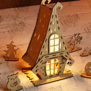 Intra απο ξύλο plywood  Χρώμα wenge 3mm-4mm πάχος - Πακέτο Haunted House Lantern Halloween Δίασταση 15x15 cm INTRAFABR-73061340 - Image 6