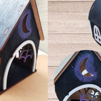 Intra απο ξύλο plywood  Χρώμα wenge 3mm-4mm πάχος - Halloween Lantern Cut, τρισδιάστατο σπίτι Δίασταση 40x50 cm INTRAFABR-75903885 - Image 3