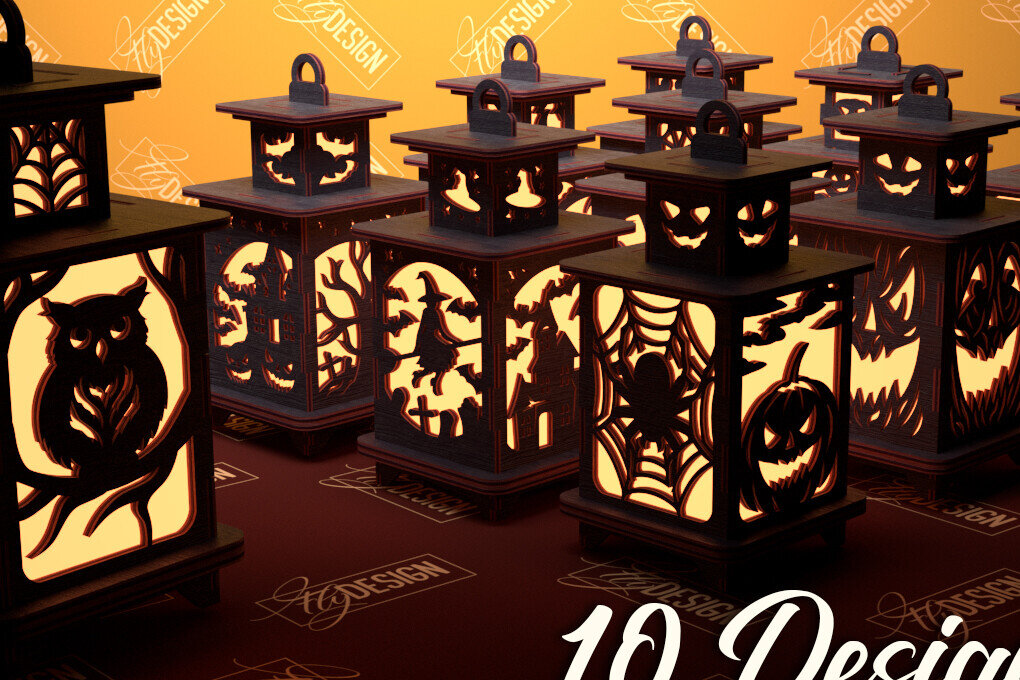 Intra απο ξύλο plywood  Χρώμα wenge 3mm-4mm πάχος - Πακέτο αποκοπής φαναριού Halloween | CNC Δίασταση 15x15 cm INTRAFABR-75903926