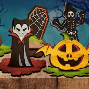 Intra απο ξύλο plywood  Χρώμα wenge 3mm-4mm πάχος - Αποκριάτικα σχέδια κοπής με λέιζερ Δίασταση 10x8 cm INTRAFABR-104807415