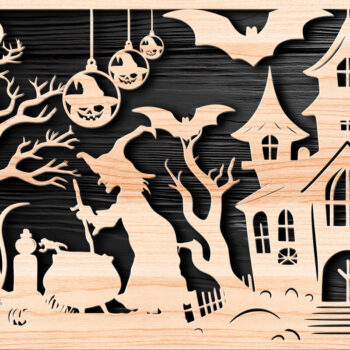 Intra απο ξύλο plywood Χρώμα wenge 3mm-4mm πάχος - Πακέτο υ αποκοπής λέιζερ Halloween Δίασταση 15x15 cm INTRAFABR-104807430 - Image 1