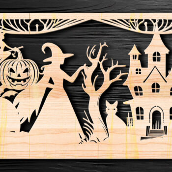 Intra απο ξύλο plywood Χρώμα wenge 3mm-4mm πάχος - Πακέτο υ αποκοπής λέιζερ Halloween Δίασταση 15x15 cm INTRAFABR-104807453 - Image 1