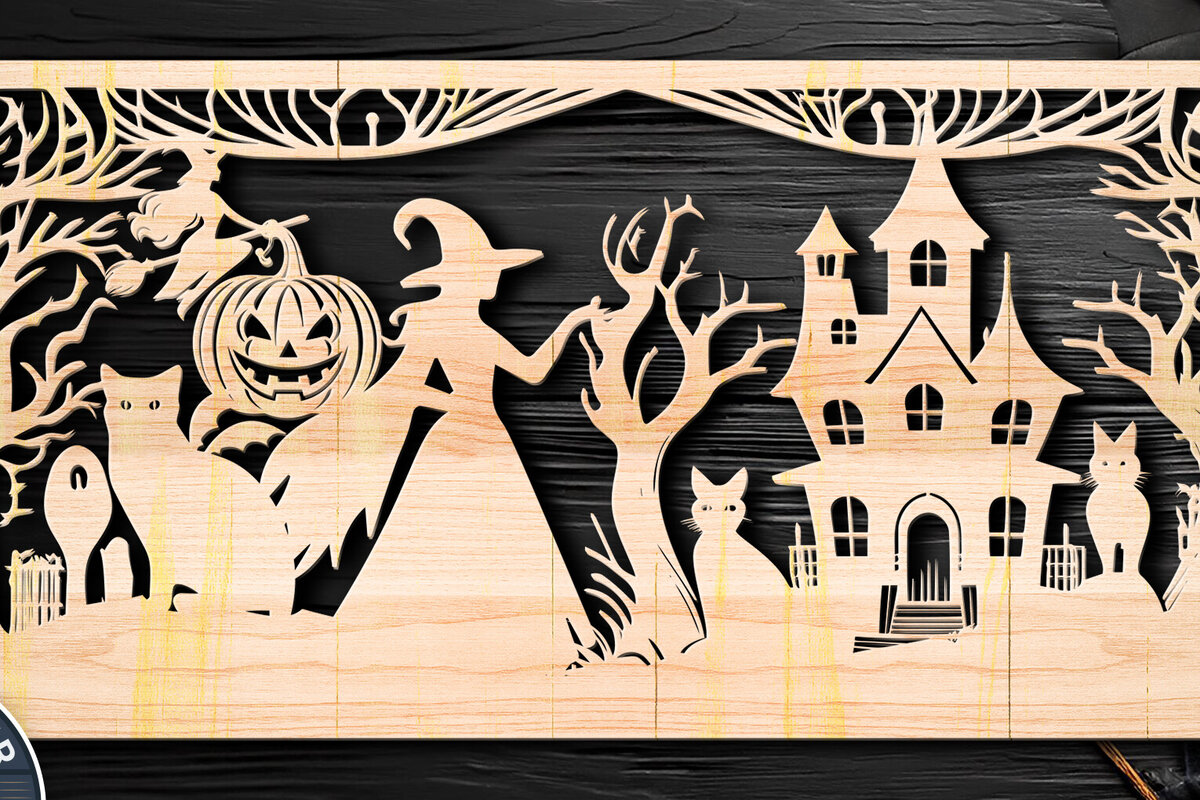 Intra απο ξύλο plywood  Χρώμα wenge 3mm-4mm πάχος - Πακέτο υ αποκοπής λέιζερ Halloween Δίασταση 15x15 cm INTRAFABR-104807453