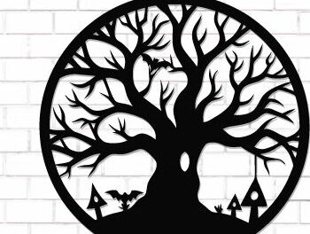 Intra απο ξύλο plywood  Χρώμα wenge 3mm-4mm πάχος - Halloween Decor Wall Δίασταση 15x15 cm INTRAFABR-111526733 - Image 1