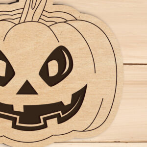 Intra απο ξύλο plywood  Χρώμα wenge 3mm-4mm πάχος - Χαρακτική με λέιζερ αποκριών, τρομακτική κολοκύθα Δίασταση 6x6 cm INTRAFABR-112052671