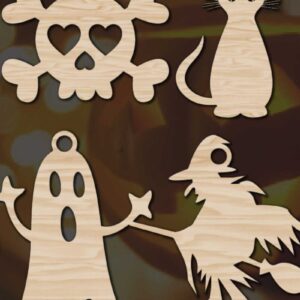 Intra απο ξύλο plywood  Χρώμα wenge 3mm-4mm πάχος - Πακέτο Halloween Laser με τρύπες Δίασταση 15x15 cm INTRAFABR-106602396