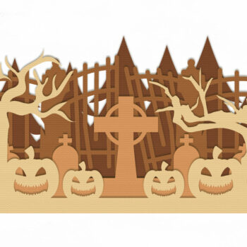 Intra απο ξύλο plywood  Χρώμα wenge 3mm-4mm πάχος - Halloween Lasercut - Halloween Sign Δίασταση 15x15 cm INTRAFABR-85642257 - Image 2