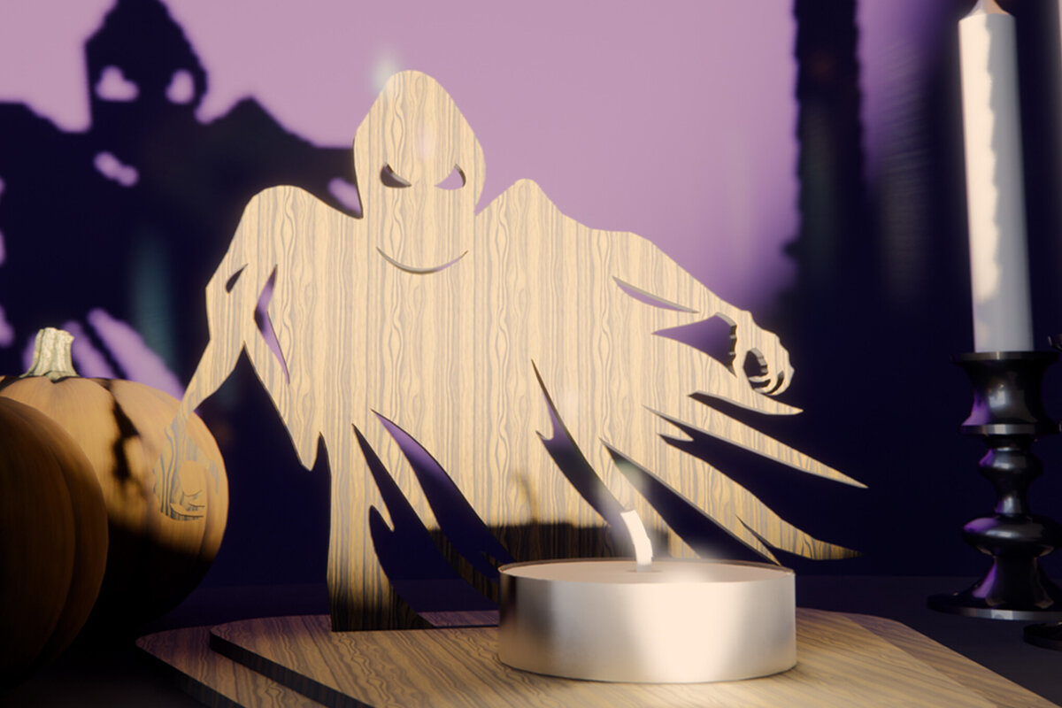 Intra απο ξύλο plywood  Χρώμα wenge 3mm-4mm πάχος - Κηροπήγιο αποκριάτικων στρώσεων 3D Δίασταση 15x15 cm INTRAFABR-82774564